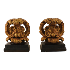 1990s Italian Hollywood Regency Borghese Gold Baroque Bookends