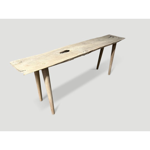 2010s Andrianna Shamaris St. Barts Teak Wood Console Table For Sale - Image 5 of 6