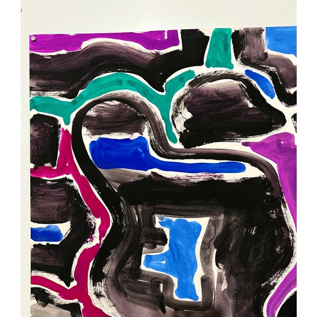 Abstract Expressionism Jay Milder, Abstract Expressionism Jay Milder Rhino Horn Painting Bold Colorful Pop Art, 1990 For Sale - Image 3 of 6