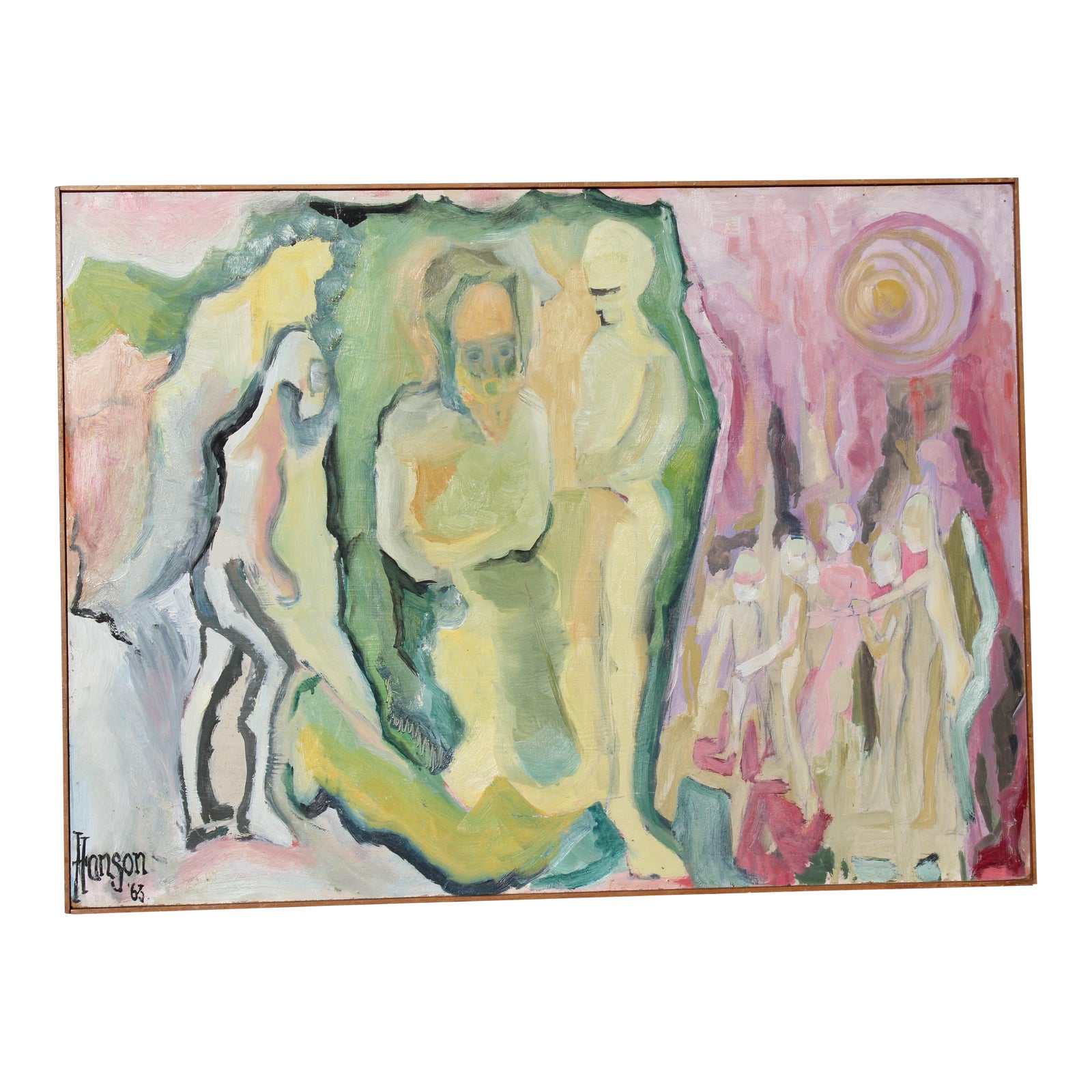 1960s Vintage Abstract Figurative Oil Painting Chairish