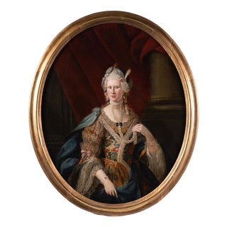 After V. Lukitsch Borowikowski, Oval Baroque Portrait of Young Noblewoman, 18th Century, Oil Painting For Sale
