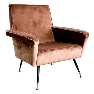 Mid-Century Modern Velvet Chair by Marco Zanuso for Arflex, Italy, 1950s For Sale