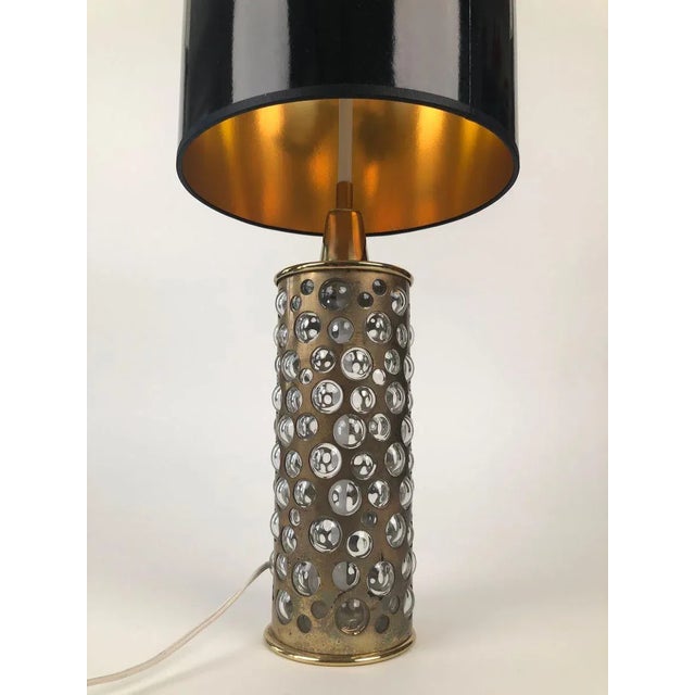 1960s Mid-Century Patinated Brass and Glass Table Lamp from Rupert Nikoll, 1960s For Sale - Image 5 of 11