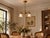 Traditional Antique Two Arm Brass Pan Chandelier Etched Glass Shades For Sale - Image 3 of 3