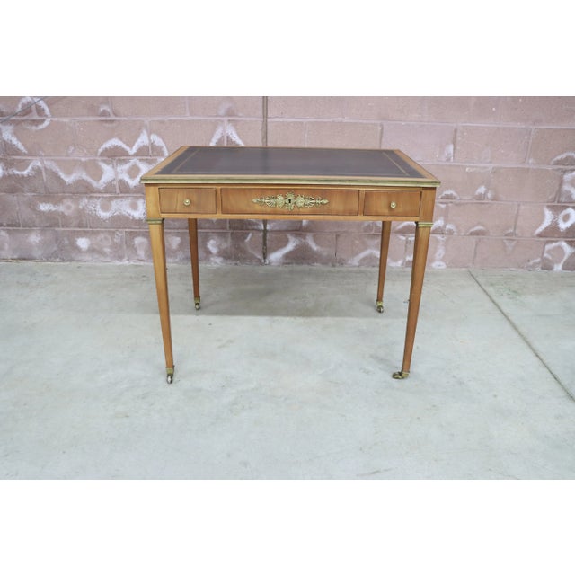 Kittinger Leather Top & Ormolu Mounted Game Table Chairish