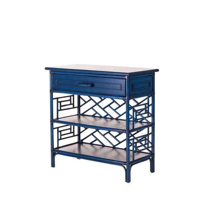 David Francis Chippendale End Table - Navy Blue For Sale - Image 4 of 4