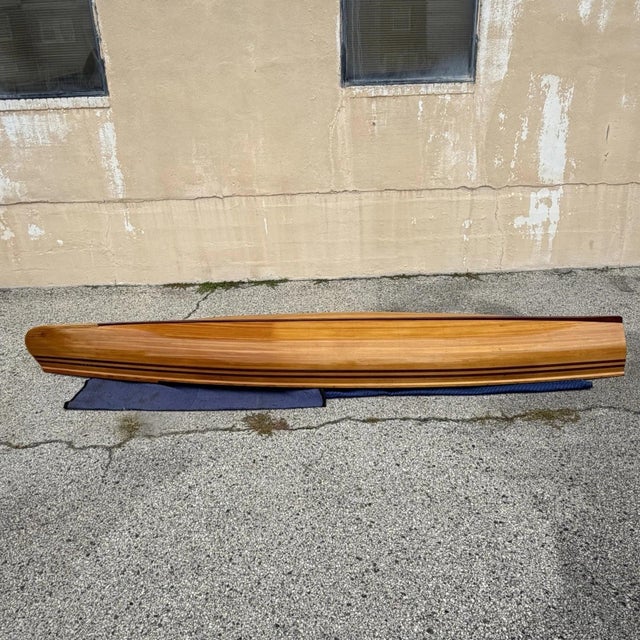 Late 20th Century Cedar Strip Built 14' Square Stern Canoe & British Seagull 40 Outboard Motor For Sale - Image 13 of 18
