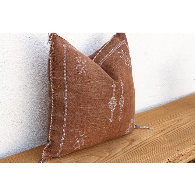 1990s Rusted Column Cactus Silk Moroccan Pillow For Sale - Image 5 of 8