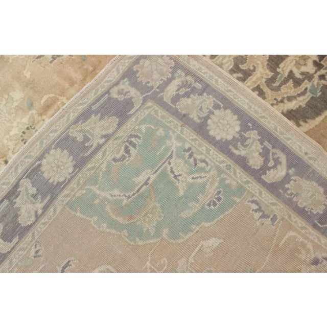 Vintage Turkish Oushak Rug in Taupe, Gray, and Pale Blue With Central Medallion For Sale - Image 9 of 10
