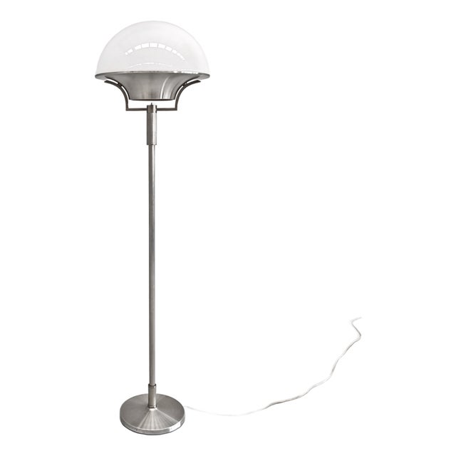 Vintage Floor Lamp in Metal and White Glass, 1960s For Sale