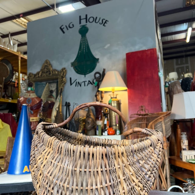 Boho Chic Primitive Butt/Melon Hand Woven Basket For Sale - Image 3 of 7