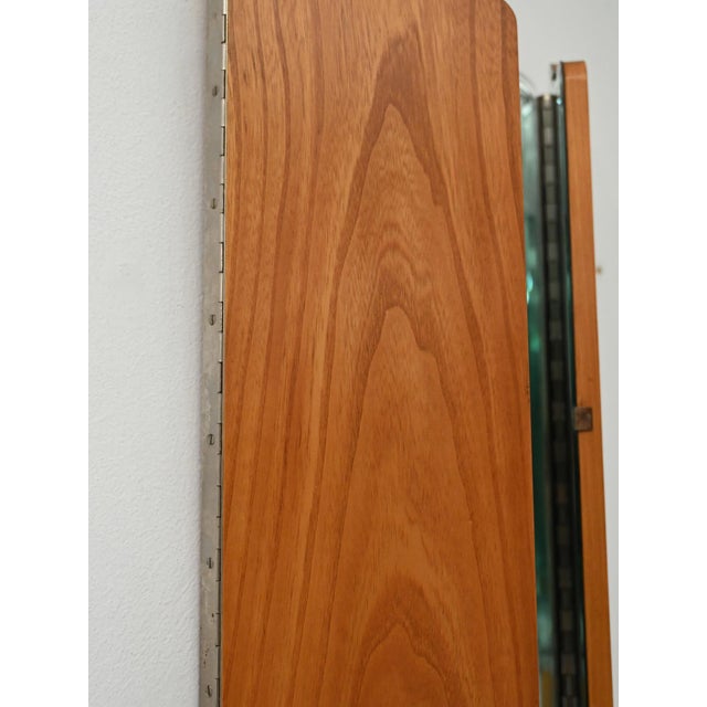 Vintage Scandinavian Trilobate Mirror with Folding Oak Doors, 1960s For Sale - Image 3 of 11