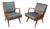 Blue Lounge Chairs in Cherry Wood & Blue-Silver Fabric from Knoll, Germany, 1950s, Set of 2 For Sale - Image 8 of 8
