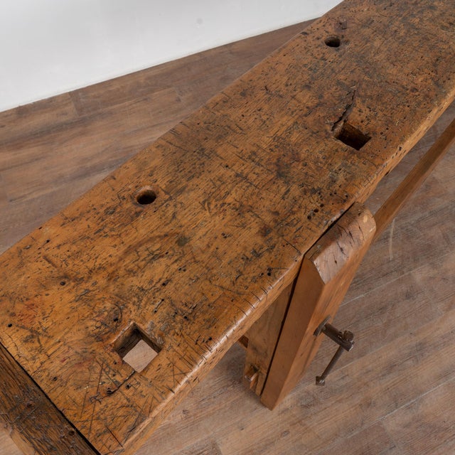 Late 19th Century 19th Century Rustic Carpenter's Workbench Console Table From France For Sale - Image 5 of 18