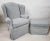 1990s Chippendale Wingback Armchair With Ottoman For Sale - Image 10 of 10