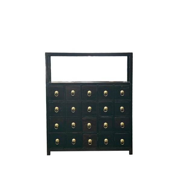 Table Top Chest Open Display Shelf 20 Drawers Traditional Apothecary Cabinet For Sale - Image 4 of 10