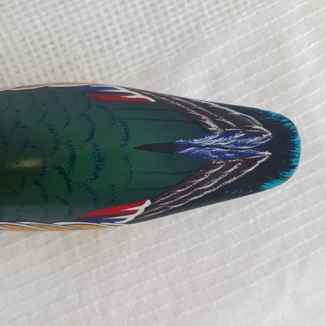 Wood ​Vintage Hand-Signed Shirley Hearne Wood Duck Drake Decoy - Mint Condition For Sale - Image 7 of 8