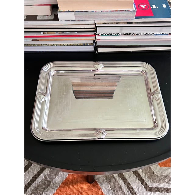 1970s Vintage Towle Silverplate Seashell Art Deco Coastal Tray For Sale - Image 5 of 16