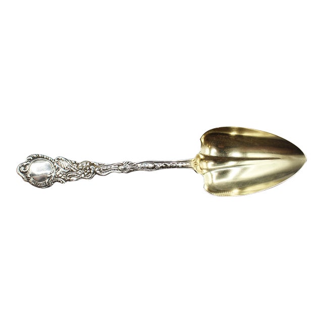 1890 American Marie Antoinette Sterling and Gilt Preserves Serving Spoon by Gorham For Sale