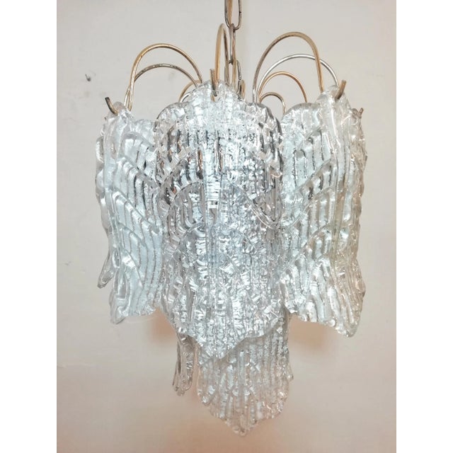 Mid-Century Modern Murano Glass Sheets Pendant Lamp, in Very Good conditions. Designed 1960 to 1969 European Plug (up to...
