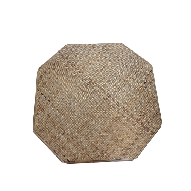 Mid 20th Century Vintage Octagonal Rattan and Wicker Dining Table Base For Sale - Image 4 of 5
