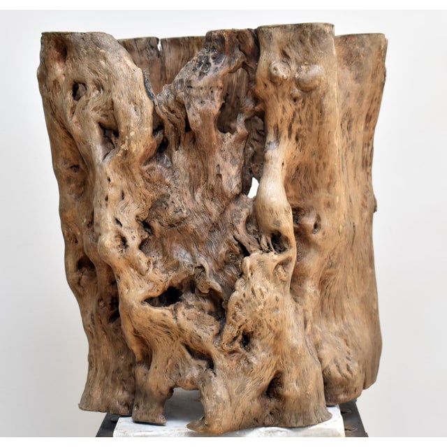 Wood Antique Japanese Burl Vessel For Sale - Image 7 of 7