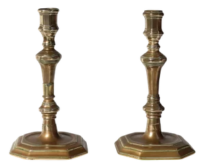 Antique French Copper Candleholders, 1800, Set of 2