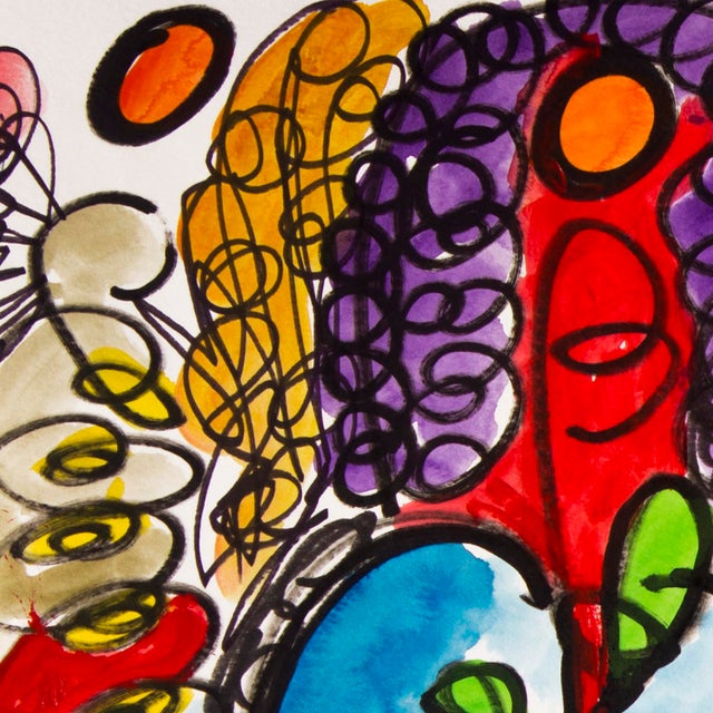 Contemporary Conversations — Abstract Expressionist Drawing, Oil Markers and Acrylics on Paper, 18 × 24 In For Sale - Image 3 of 9