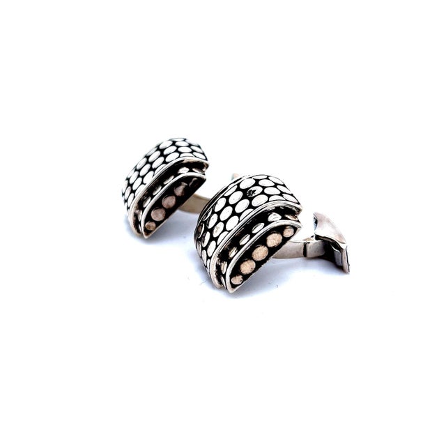 1990s 1990s Pair of John Hardy Estate Mens Dot Cufflinks Sterling Silver For Sale - Image 5 of 8