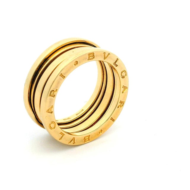 Contemporary 1990s Bulgari B.zero1 Three-Band Ring in 18k Yellow Gold, Size 7.5 For Sale - Image 3 of 11