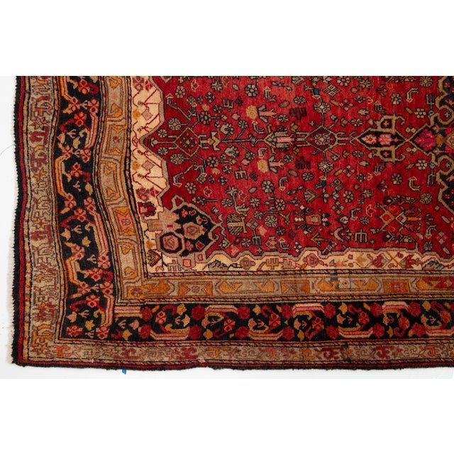 Textile 4 X 7 Hand-Knotted Persian Bidjar Wool Rug in Red From the 1960s For Sale - Image 7 of 8