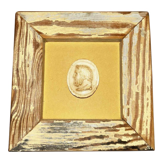 Grand Tour Plaster Intaglio in Authentic 1880s Pine Frame For Sale