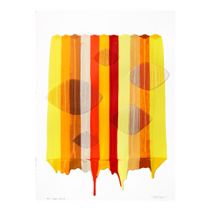 Fils I Colors DCLXXIII - Vivid Warm Abstract Contemporary Textile on Paper Original Artwork by Raul De La Torre