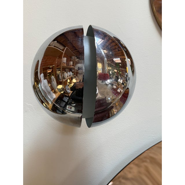 Chrome Pair of “Diaframma” Sconces by Fontana Arte, Italy, 1960s For Sale - Image 8 of 10