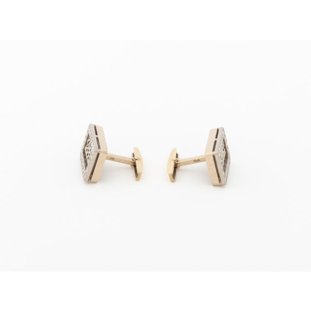 18k White Gold and Diamond Cufflinks For Sale - Image 4 of 10