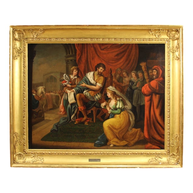 French Artist, Solomon and the Queen of Sheba, 1830, Oil on Canvas, Framed For Sale