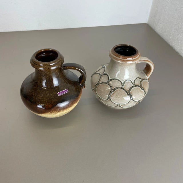 Multi-Color Fat Lava Pottery Vases from Scheurich, Germany, 1970s, Set of 2 For Sale - Image 4 of 18