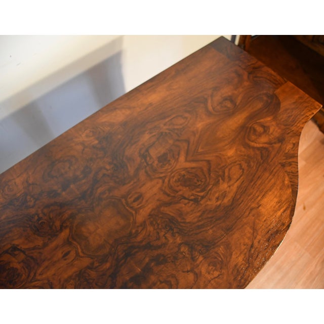 1910s 1910s Antique English Regency Burl Walnut Console Table / Sofa Table For Sale - Image 5 of 15