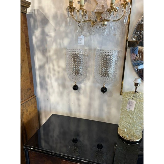 Pair of Murano Glass Black Ball Wall Sconces For Sale In Dallas - Image 6 of 7