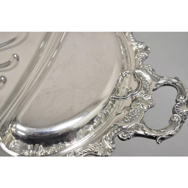 Vintage Epca Old English Silver Plate by Poole 5036 Cutlery Serving Platter Tray For Sale - Image 11 of 12