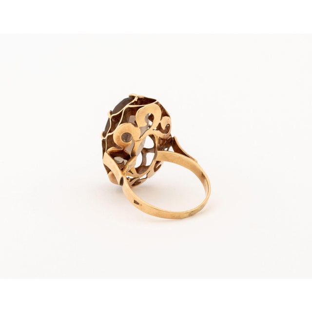 Yellow Gold and Smokey Quartz Solitaire Ring For Sale In New York - Image 6 of 7