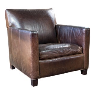 1990s Restoration Hardware Style Distressed Leather Chair For Sale