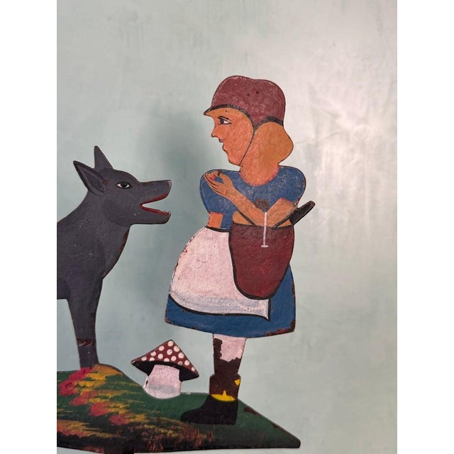 Vintage Folk Art Little Red Riding Hood and Wolf Balancing Sculpture For Sale - Image 4 of 8