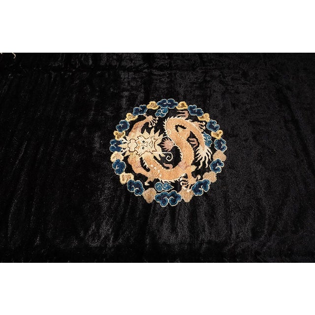 1920s Black Dragon Antique Chinese Peking Rug Handknotted Wool Carpet For Sale In New York - Image 6 of 6