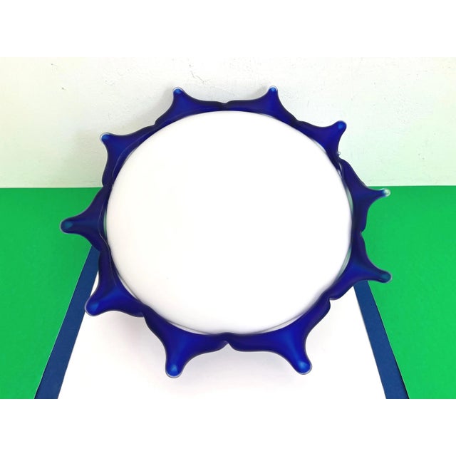 Blue Mid Century Italian Sun Flush Light For Sale - Image 8 of 17