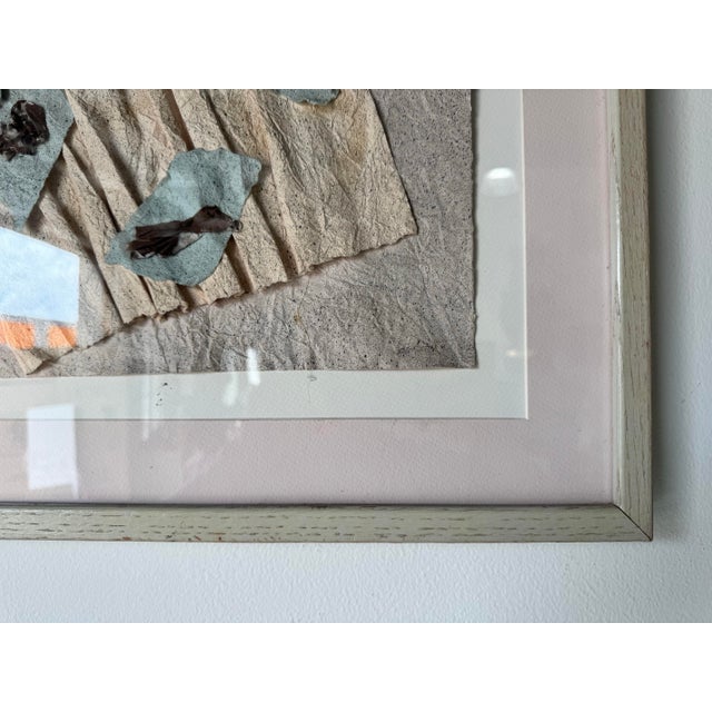 Vintage Expressionist Abstract Mixed Media Textured Paper Collage Artwork - Painting For Sale - Image 9 of 12