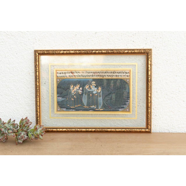 19th Century Antique Framed Indian Krishna Miniature Painting For Sale - Image 5 of 5