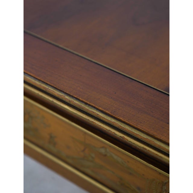 Hekman 2 Drawer Yew Wood & Walnut Library Table For Sale - Image 16 of 17