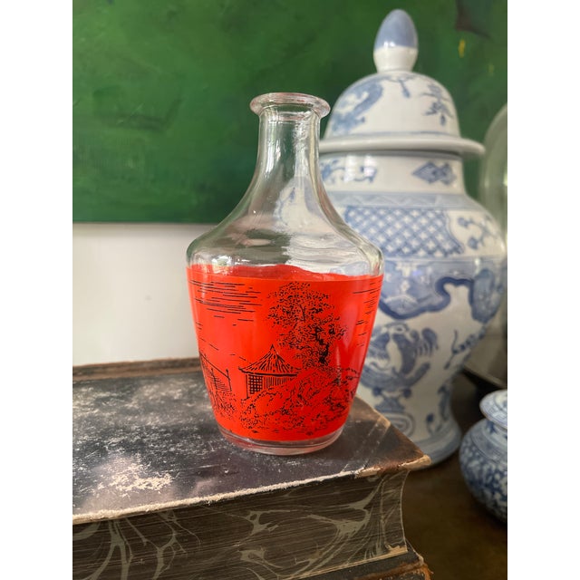 Red Late 20th Century French Chinoiserie Glass Decanter For Sale - Image 8 of 9