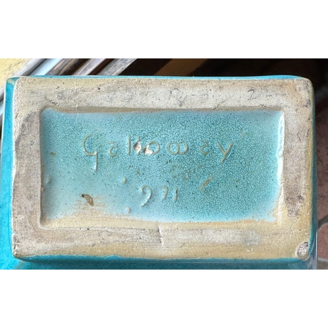 1930s Art Deco Turquoise Glaze Galloway Art Pottery Vase For Sale - Image 5 of 5